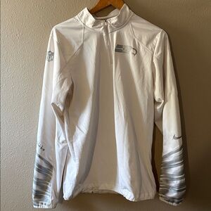 Nike NFL Apparel 1/4 Zip Pullover Seattle Seahawks Small White Zipper Sleeve